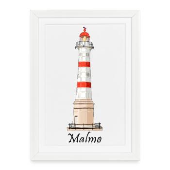 Malmö Old Lighthouse, Malmö Inre, Sweden - Framed poster (27 × 37 cm) - white - Front