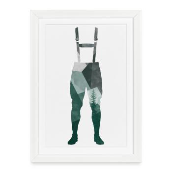 Geometric Nature Lederhosen Silhouette  - Framed poster (27 × 37 cm) - white - Front
