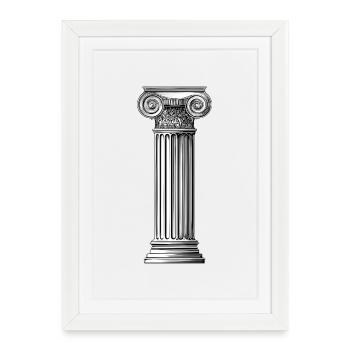 Greek Ionic Column – Minimalist Ancient Art - Framed poster (27 × 37 cm) - white - Front