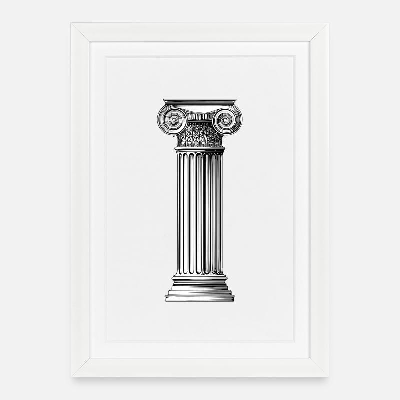 Greek Ionic Column – Minimalist Ancient Art - Framed poster (27 × 37 cm) - white
