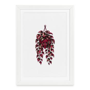 Pothos suspendu au néon – Design botanique sombre - Affiche encadrée (27 × 37 cm) - blanc - Devant