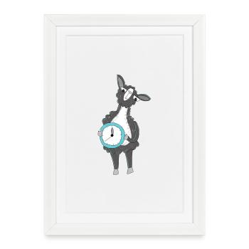Llama with Clock - Framed poster (27 × 37 cm) - white - Front