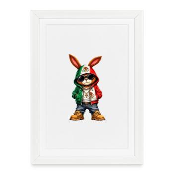 Mexico Flag Hoodie Bunny - Framed poster (27 × 37 cm) - white - Front