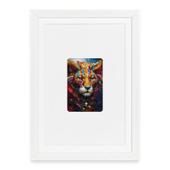 Lion Pop Art - Affiche encadrée (27 × 37 cm) - blanc - Devant