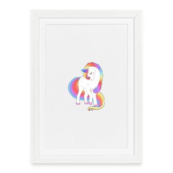 Enchanted Rainbow Mane Unicorn - Framed poster (27 × 37 cm) - white - Front