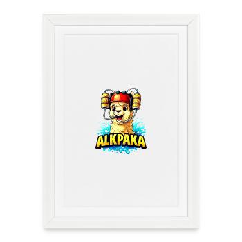 Alkpaka Beer Party Alpaga - Affiche encadrée (27 × 37 cm) - blanc - Devant