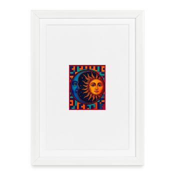 Soleil et Lune Prisme Néon - Affiche encadrée (27 × 37 cm) - blanc - Devant