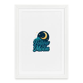 Ciel nocturne avec lune et étoiles - Affiche encadrée (27 × 37 cm) - blanc - Devant