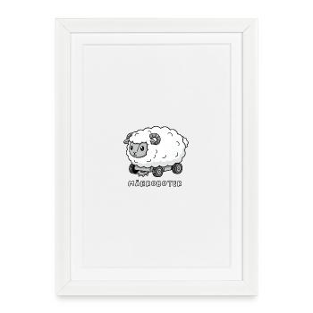Robot tondeuse à gazon mouton - Affiche encadrée (27 × 37 cm) - blanc - Devant