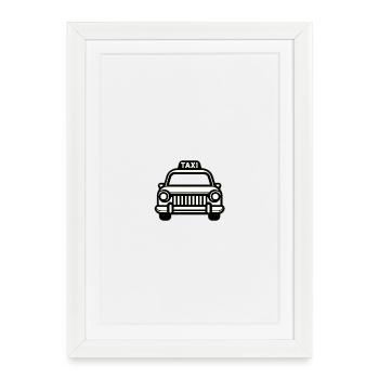 Taxi in black and white - Framed poster (27 × 37 cm) - white - Front