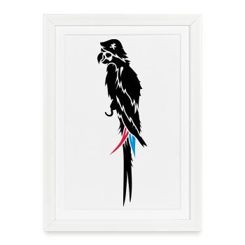 Parrot pirate with eye patch, pirate hat and hook - Framed poster (27 × 37 cm) - white - Front