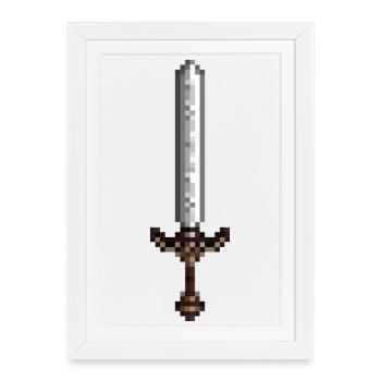 Sword pixel art retro style 8 bit - Framed poster (27 × 37 cm) - white - Front