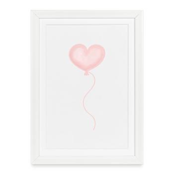 Cœur de ballon - Affiche encadrée (27 × 37 cm) - blanc - Devant