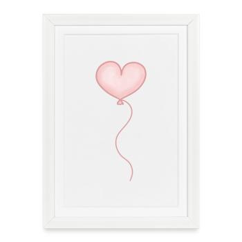 Balloon heart pink pastel - Framed poster (27 × 37 cm) - white - Front