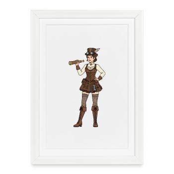 Steampunk Woman - Framed poster (27 × 37 cm) - white - Front