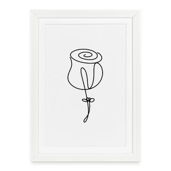 Minimalist Rose Flower Hand Drawn - Framed poster (27 × 37 cm) - white - Front