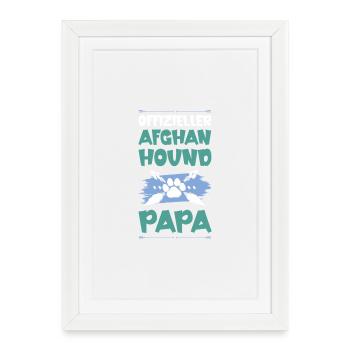 Chien de chasse afghan Chiens Papa - Affiche encadrée (27 × 37 cm) - blanc - Devant