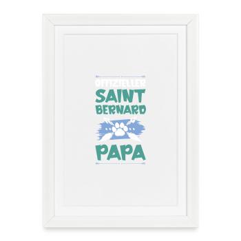 Chiens de Saint-Bernard Papa - Affiche encadrée (27 × 37 cm) - blanc - Devant