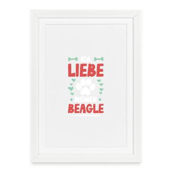 I love my beagle paw heart - Framed poster (27 × 37 cm) - white - Front