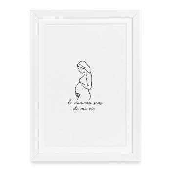 Femme enceinte minimaliste cadeau - Affiche encadrée (27 × 37 cm) - blanc - Devant