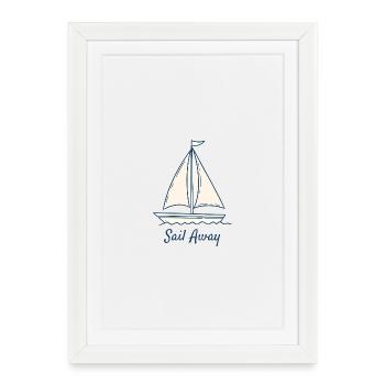 Sail Away Sailing Boat Ocean Minimal Design - Framed poster (27 × 37 cm) - white - Front