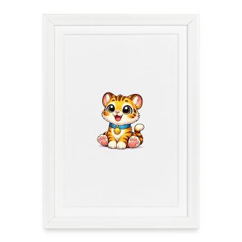 Kitten Tiger with Bells - Framed poster (27 × 37 cm) - white - Front
