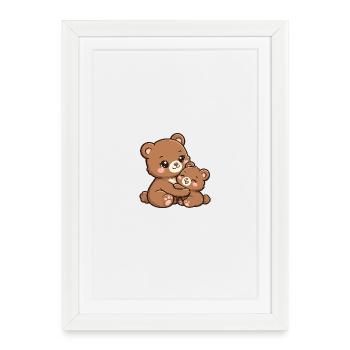 Un ours brun serre son doux bébé dans ses bras - Affiche encadrée (27 × 37 cm) - blanc - Devant