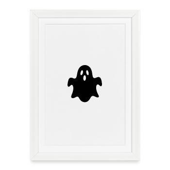 Motif fantôme effrayant pour Halloween - Affiche encadrée (27 × 37 cm) - blanc - Devant