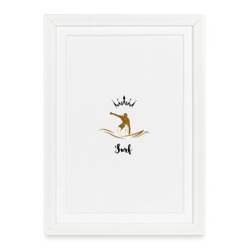 Golden Surfer on Wave - Framed poster (27 × 37 cm) - white - Front