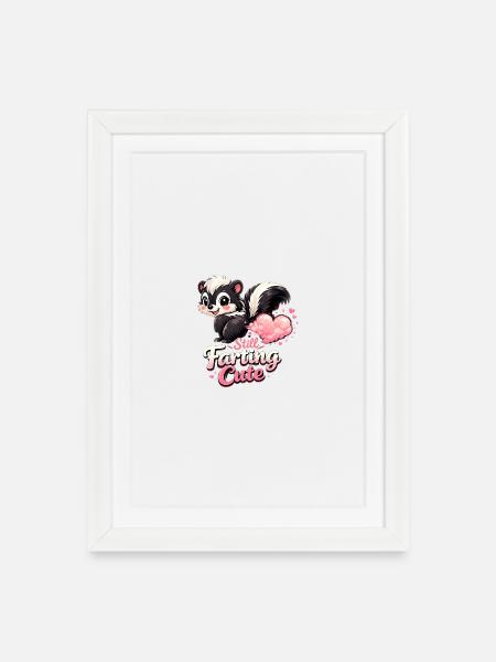 Still Farting Cute Stinktier Liebe Valentinstag  - Gerahmtes Poster (27 × 37 cm) - Weiß