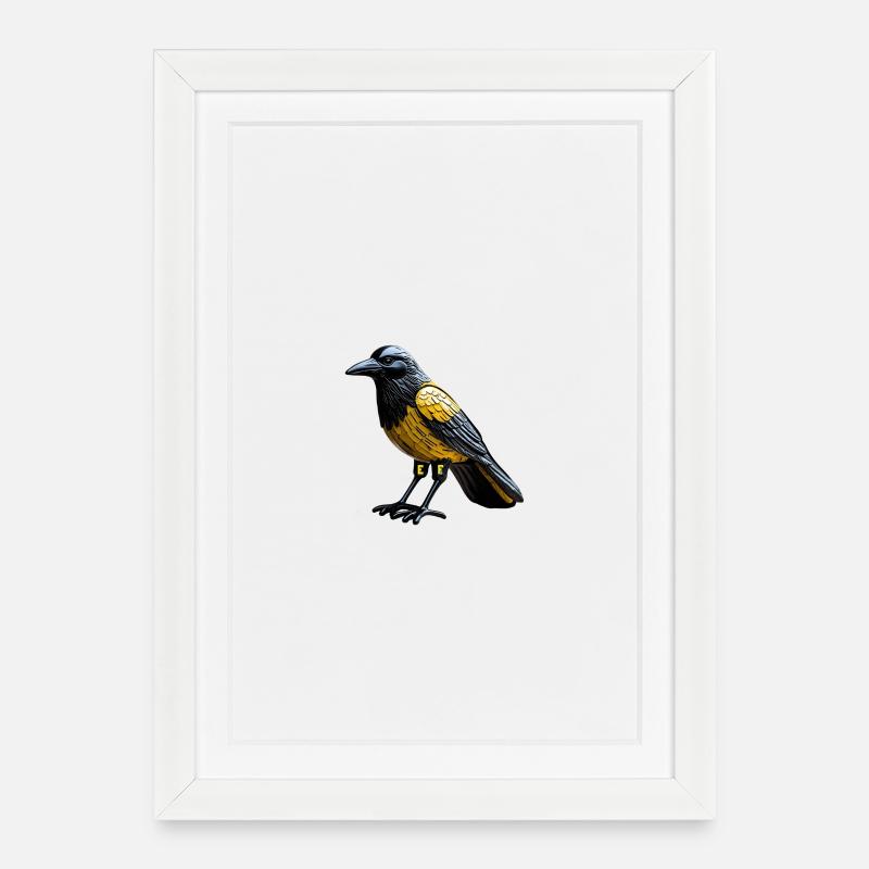 Vogeldesign-Uhr in kräftigen Farben - Gerahmtes Poster (27 × 37 cm) - Weiß