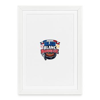 Bleu Blanc Barbecue Humour 14 Juillet - Affiche encadrée (27 × 37 cm) - blanc - Devant
