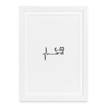 Chat à battement de cœur - Affiche encadrée (27 × 37 cm) - blanc - Devant