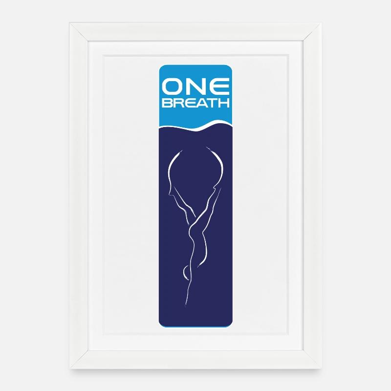 Freitauchen Emblem ONE Breath - Gerahmtes Poster (27 × 37 cm) - Weiß