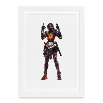 Bitcoin Bazooka - L’Armée Bitcoin - Samurai 04 - Affiche encadrée (27 × 37 cm) - blanc - Devant