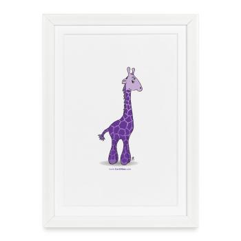 Girafe pourpre - Affiche encadrée (27 × 37 cm) - blanc - Devant