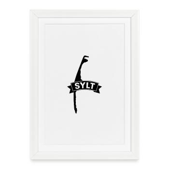 Sylt avec bannière - Affiche encadrée (27 × 37 cm) - blanc - Devant