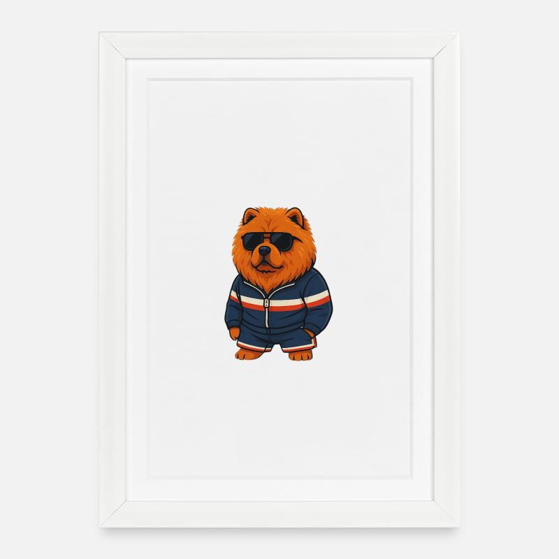 Cool Bär mit Sonnenbrille und Trainingsanzug - Gerahmtes Poster (27 × 37 cm) - Weiß
