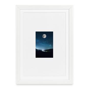 Pleine lune nocturne sur Bergen - Affiche encadrée (27 × 37 cm) - blanc - Devant