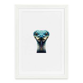 Schlange im Polygon-Stil - Gerahmtes Poster (27 × 37 cm) - Weiß - Vorne