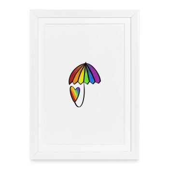 Rainbow Heart with Umbrella - Framed poster (27 × 37 cm) - white - Front