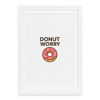 Donut Worry Motivational Design - Framed poster (27 × 37 cm) - white - Front