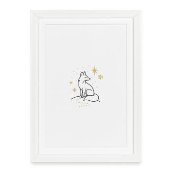 Moon wolf silhouette with stars - Framed poster (27 × 37 cm) - white - Front