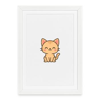 Cute cat illustration in pastel colors - Framed poster (27 × 37 cm) - white - Front