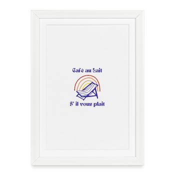 Café s’il vous plaît - Affiche encadrée (27 × 37 cm) - blanc - Devant