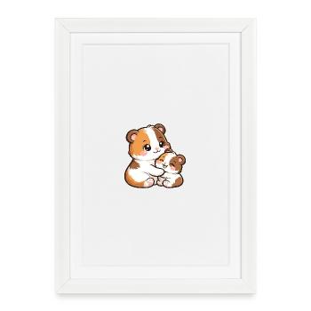Mom Guinea Pig Cuddles and Plays with Her Baby - Framed poster (27 × 37 cm) - white - Front