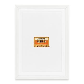 Mixtape Retro Cassette - Framed poster (27 × 37 cm) - white - Front
