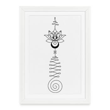 Design abstrait nuances vibrantes - Unalome Lotus - Affiche encadrée (27 × 37 cm) - blanc - Devant
