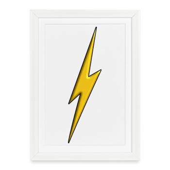 Eclair Jaune 3d - Affiche encadrée (27 × 37 cm) - blanc - Devant