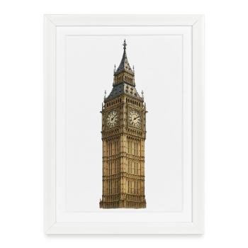 Tour de l’horloge de Big Ben : détail victorien - Affiche encadrée (27 × 37 cm) - blanc - Devant